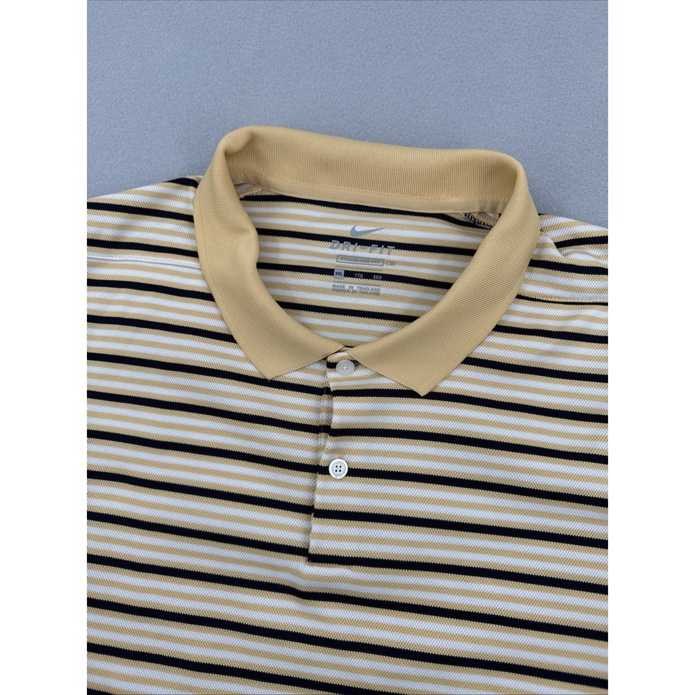 Nike Dri-FIT Standard Fit Golf Polo Mens XXL Yellow Striped Performance Casual
